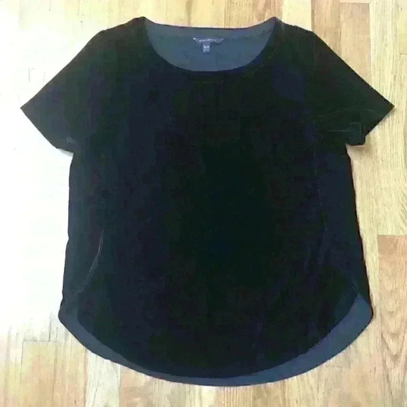 Banana Republic Top Velvet Velour Blouse  Casual Black - Picture 3 of 9